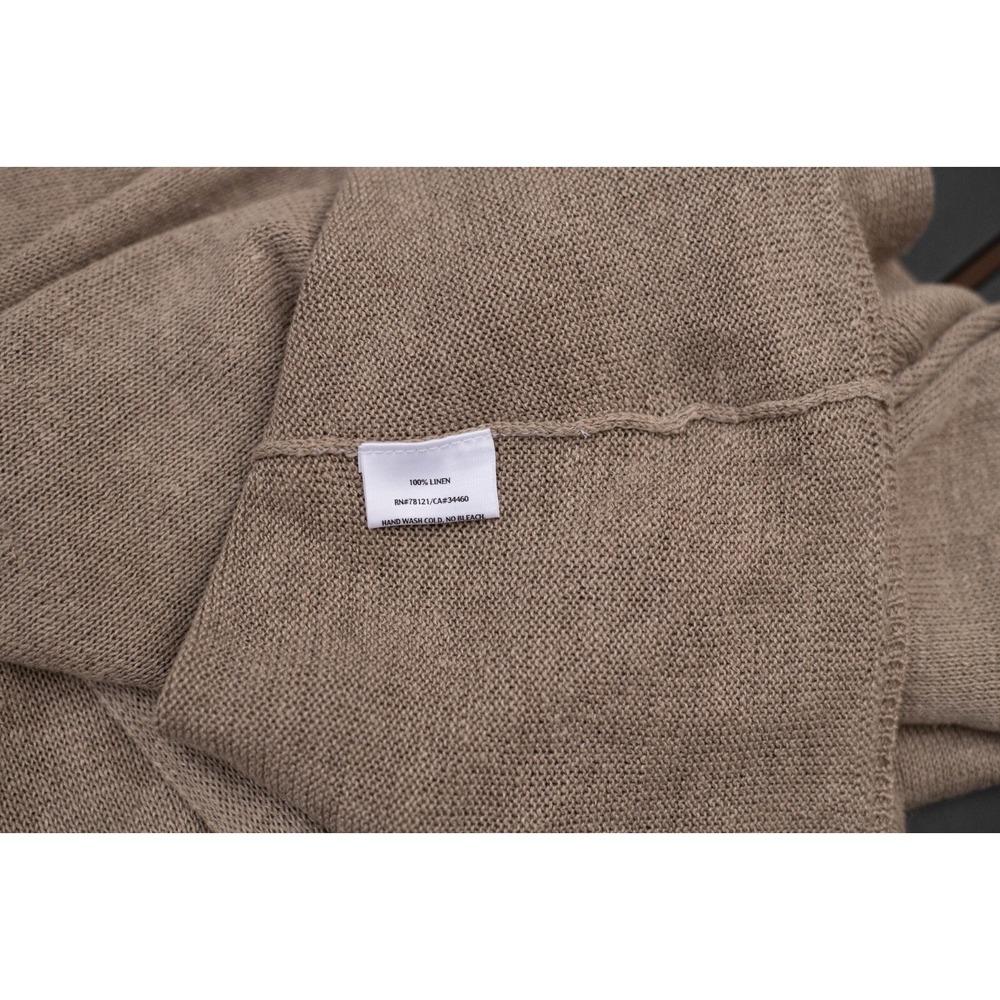 Eileen Fisher Linen Knit Short Popover Dress M Tan Neutral Lagenlook Oversized - Picture 4 of 5